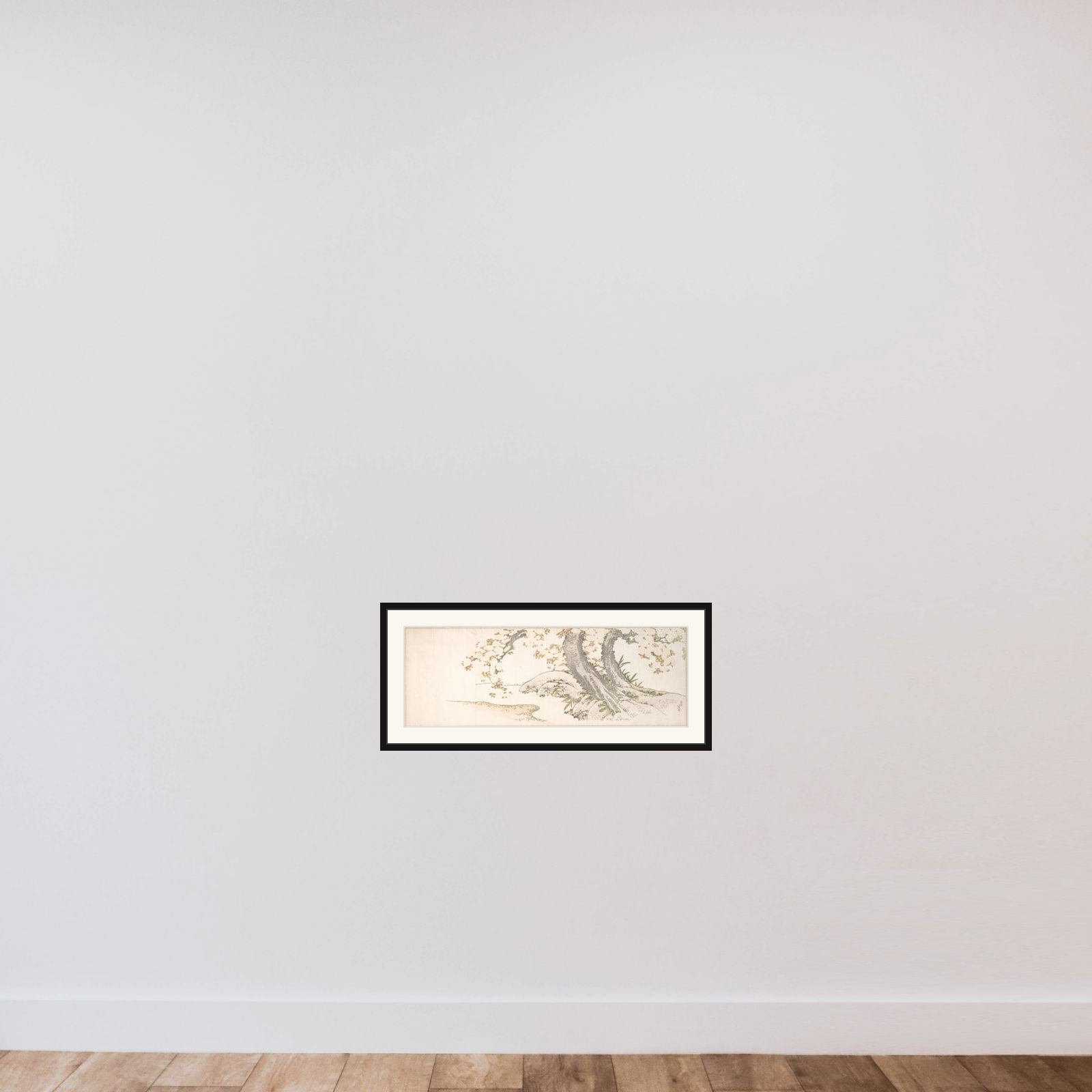 Blossoming Cherry Trees by a Stream framed — shown to scale
