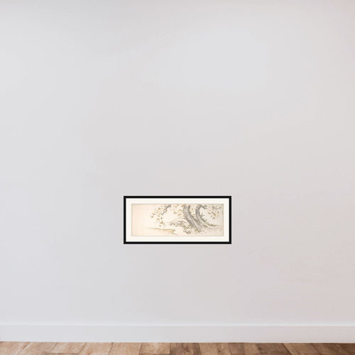 Blossoming Cherry Trees by a Stream framed — shown to scale