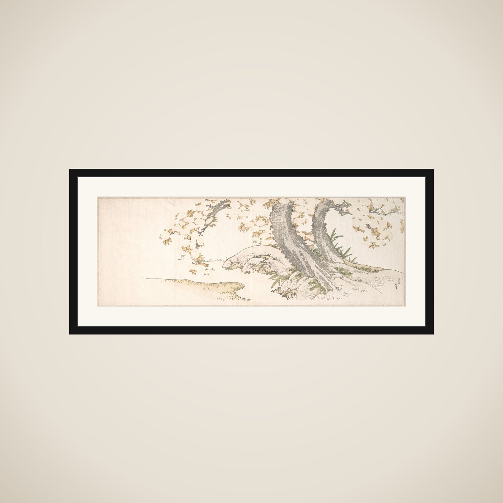 Blossoming Cherry Trees by a Stream framed