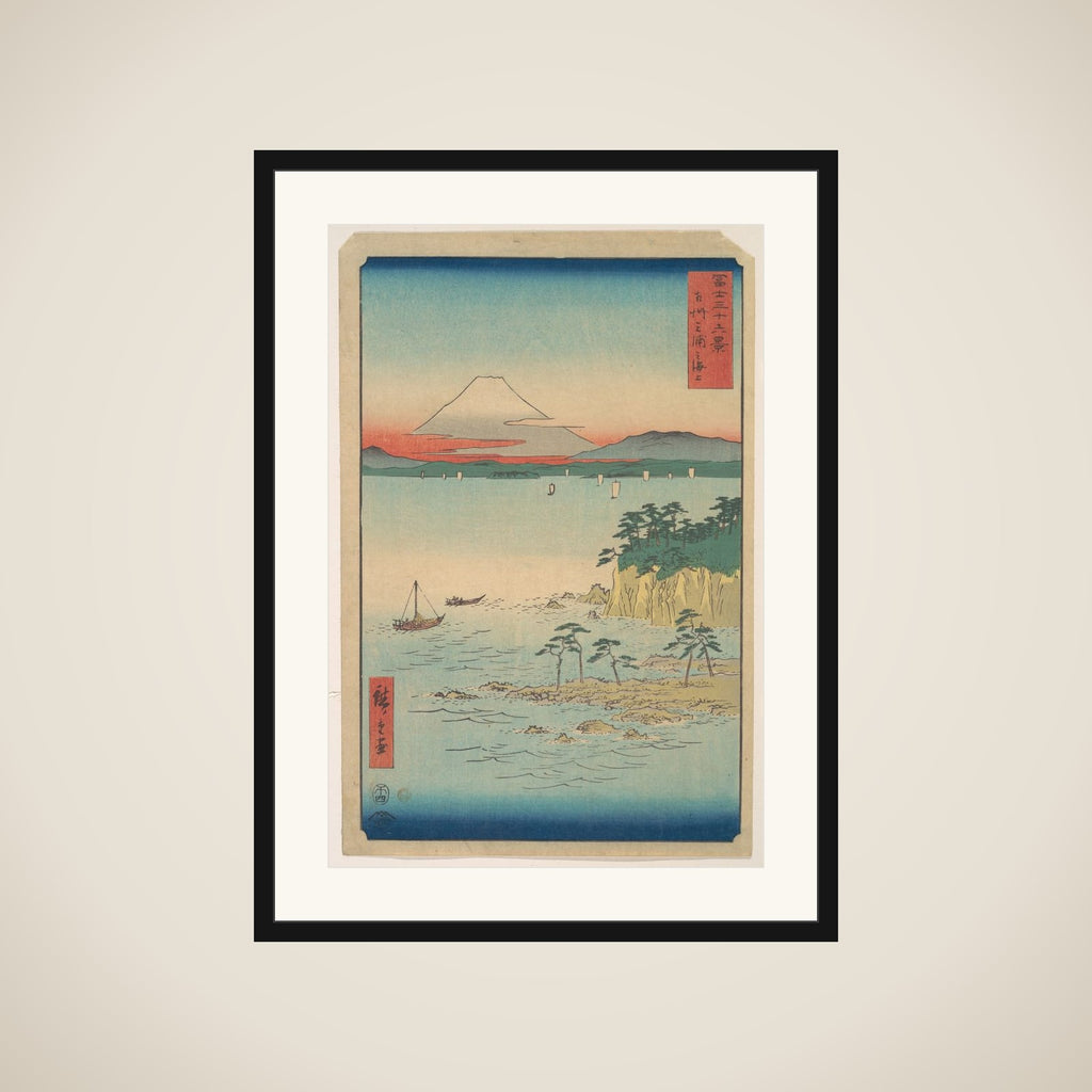 Fuji from Miura, Sagami (Soshu Miura no Kaijo), from the series Thirty-six Views of Mount Fuji (Fugaku sanjūrokkei) framed
