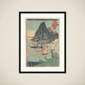 Fifty-three Stations of Suehiro: Warrior Looks at Passing Steamship framed