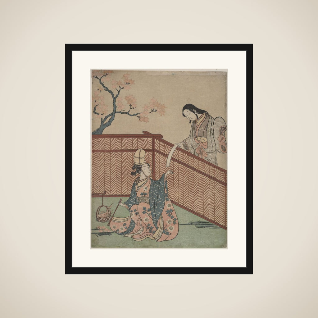 Warming the Sake by Maple Leaf Fire framed