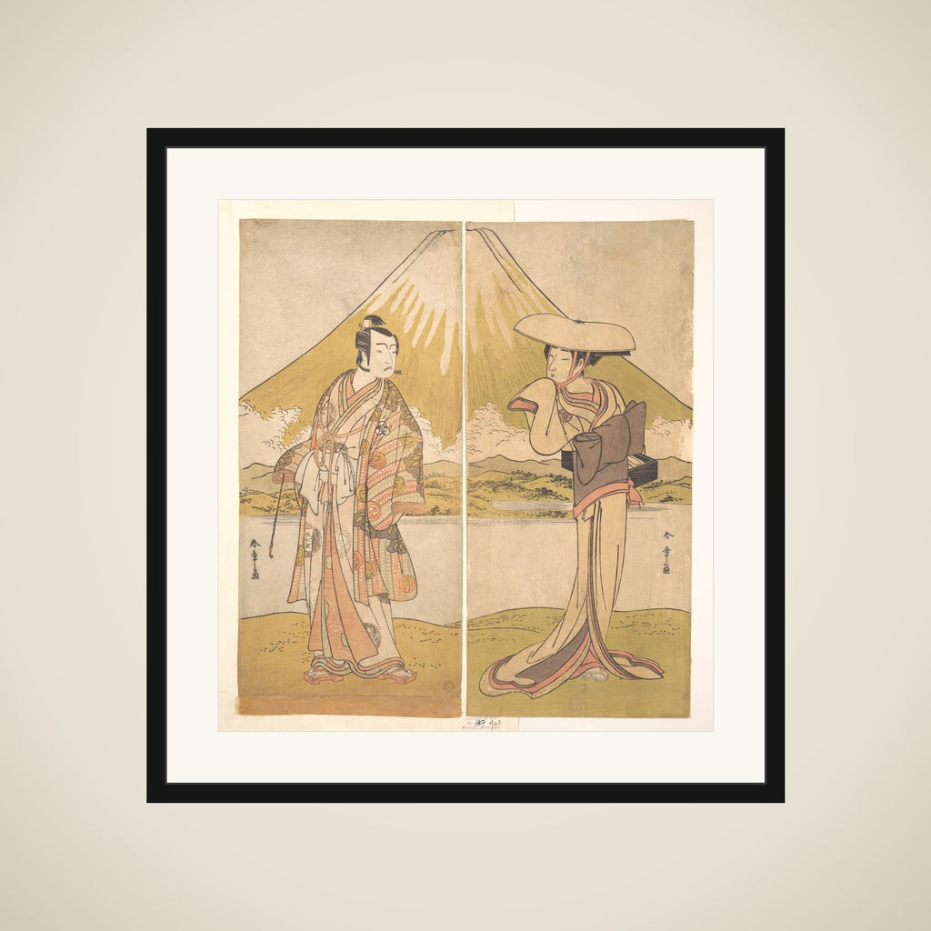 The Actor Nakamura Tomijuro as a Tall Woman in a Flat Straw Hat framed