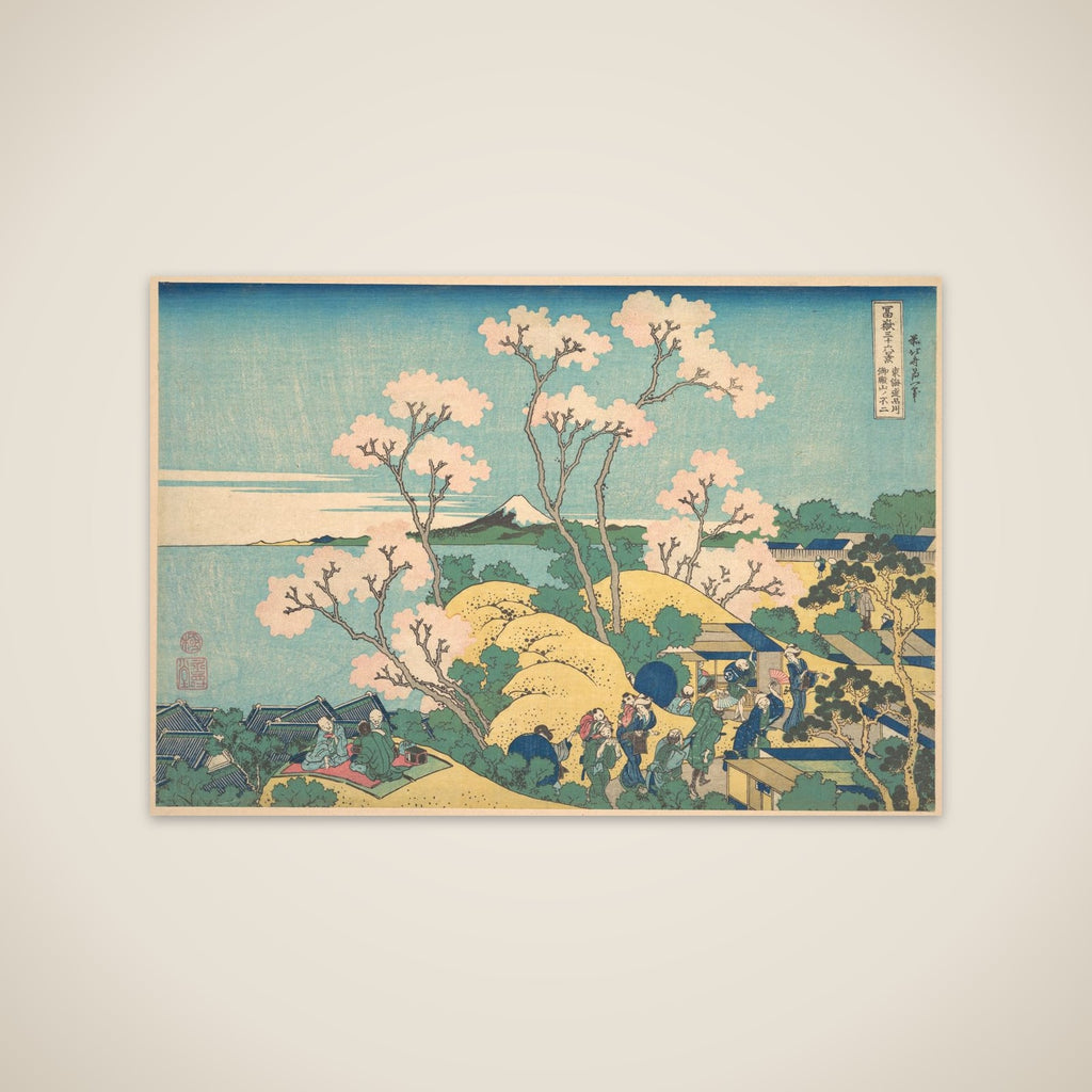 Fuji from Gotenyama on the Tōkaidō at Shinagawa (Tōkaidō Shinagawa Gotenyama no Fuji), from the series Thirty-six Views of Mount Fuji (Fugaku sanjūrokkei) unframed print