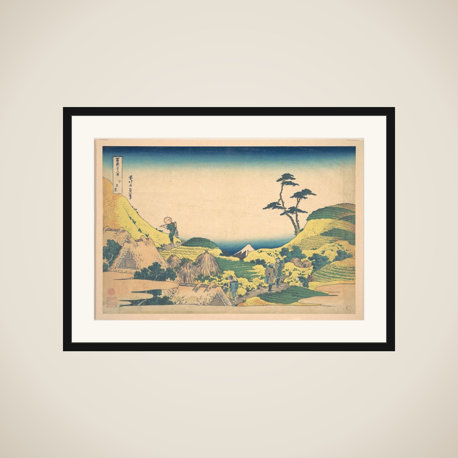Lower Meguro (Shimo Meguro), from the series Thirty-six Views of Mount Fuji (Fugaku sanjūrokkei) framed