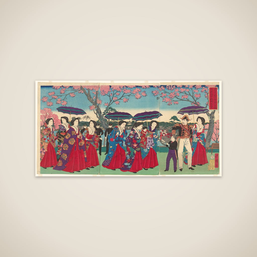 View of Benten Shrine on Nakanoshima Island in Shinobazu Pond, Ueno Park, from the series Famous Views of Tokyo (Tōkyō Tokyo meisho yori Ueno kōen Shinobazu no ike Nakanoshima Benten no kei) unframed print