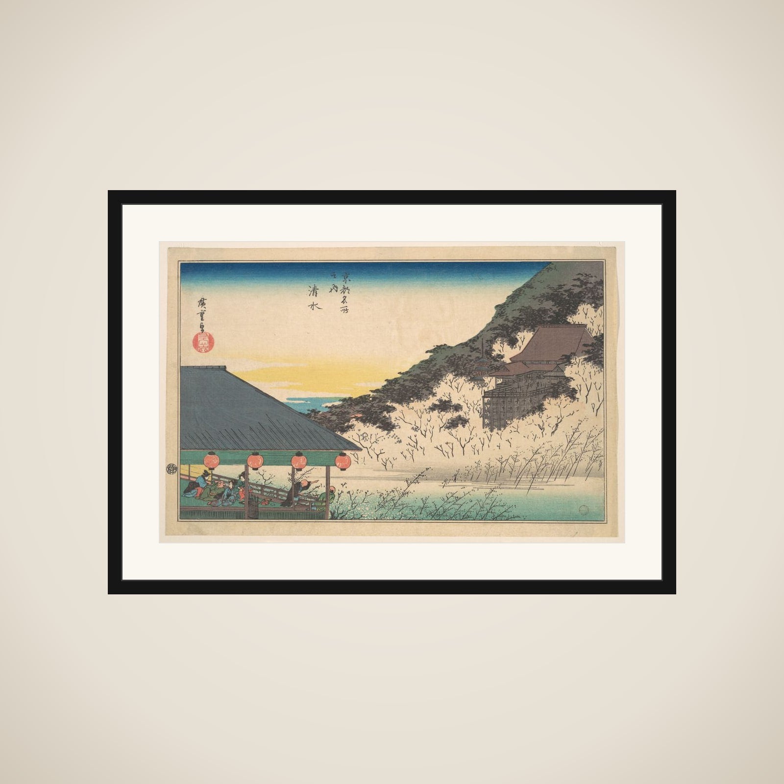 Kiyomizu Temple (Kiyomizu), from the series Famous Views of Kyoto (Kyōto meisho no uchi) framed
