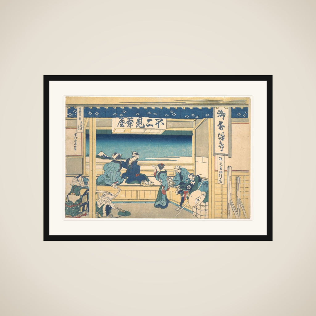 Yoshida on the Tōkaidō (Tōkaidō Yoshida), from the series Thirty-six Views of Mount Fuji (Fugaku sanjūrokkei) framed
