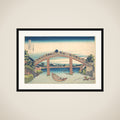 Under the Mannen Bridge at Fukagawa (Fukagawa Mannenbashi shita), from the series Thirty-six Views of Mount Fuji (Fugaku sanjūrokkei) framed
