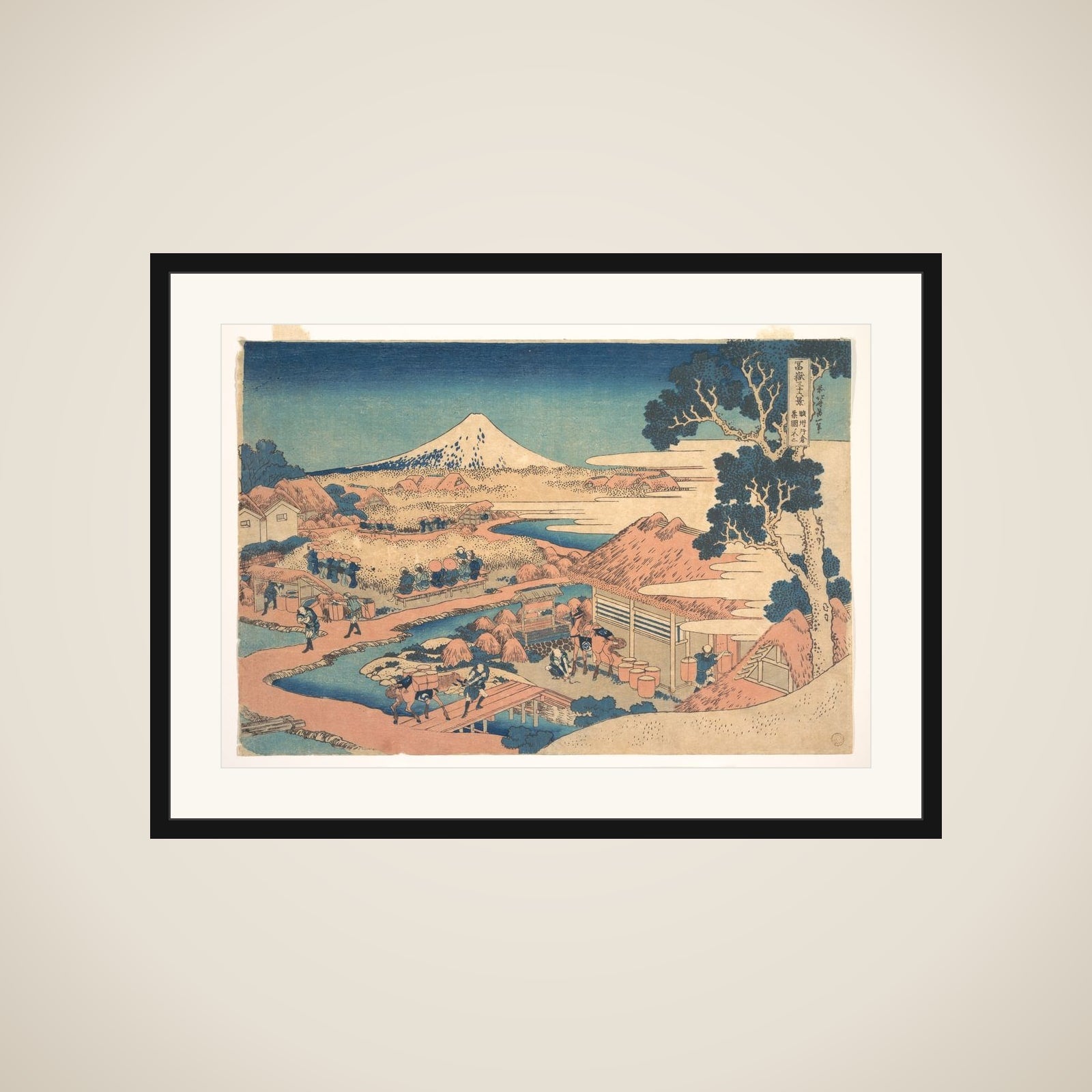 Fuji from the Katakura Tea Fields in Suruga (Sunshū Katakura chaen no Fuji), from the series Thirty-six Views of Mount Fuji (Fugaku sanjūrokkei) framed
