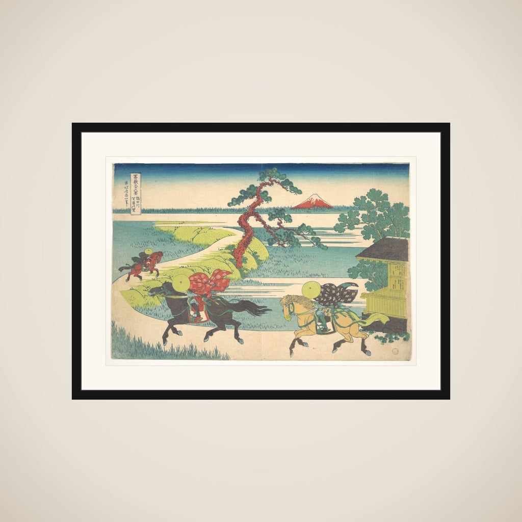 Sekiya Village on the Sumida River (Sumidagawa Sekiya no sato), from the series Thirty-six Views of Mount Fuji (Fugaku sanjūrokkei) framed