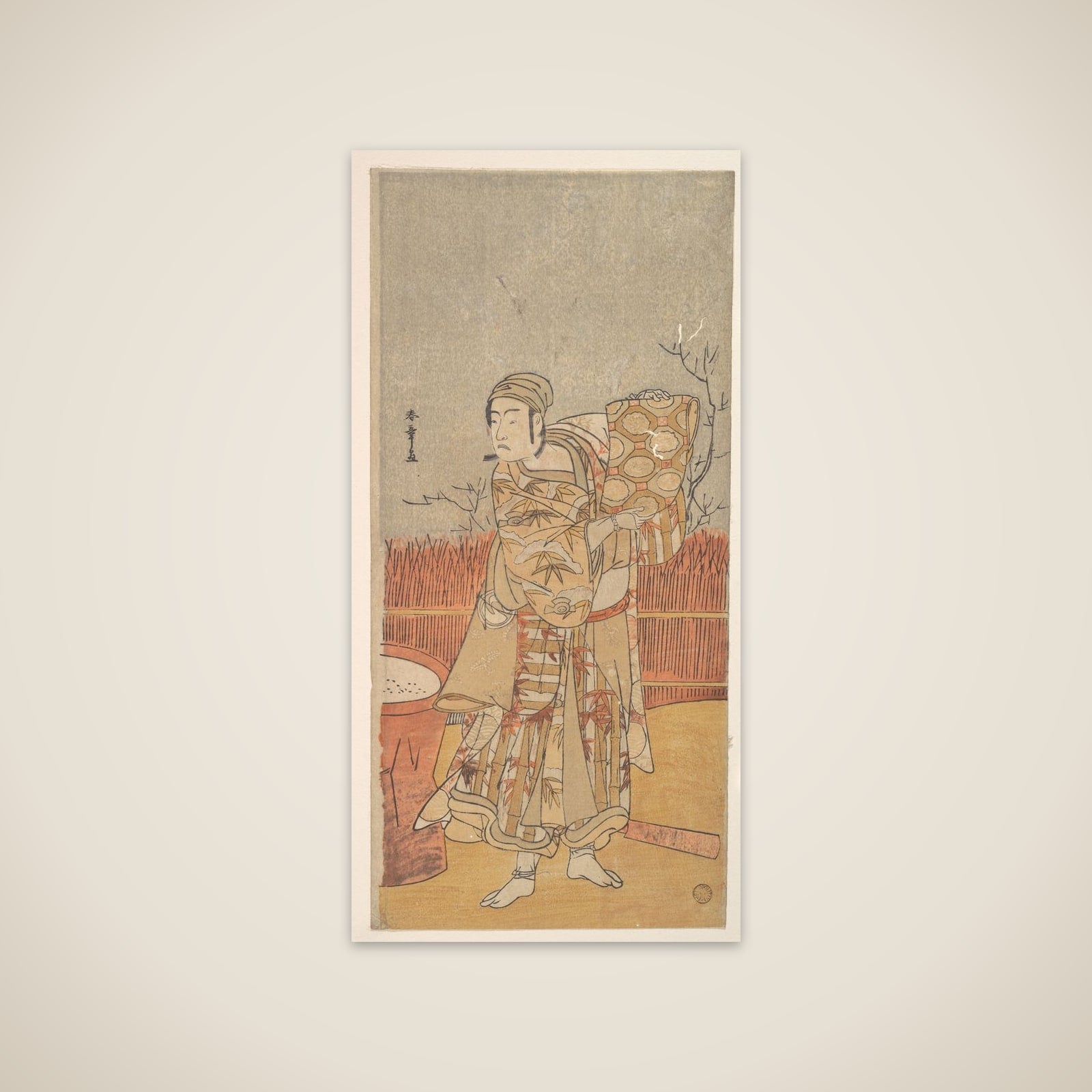 The Actor Sawamura Sojuro III Holding up a Piece of Brocade unframed print