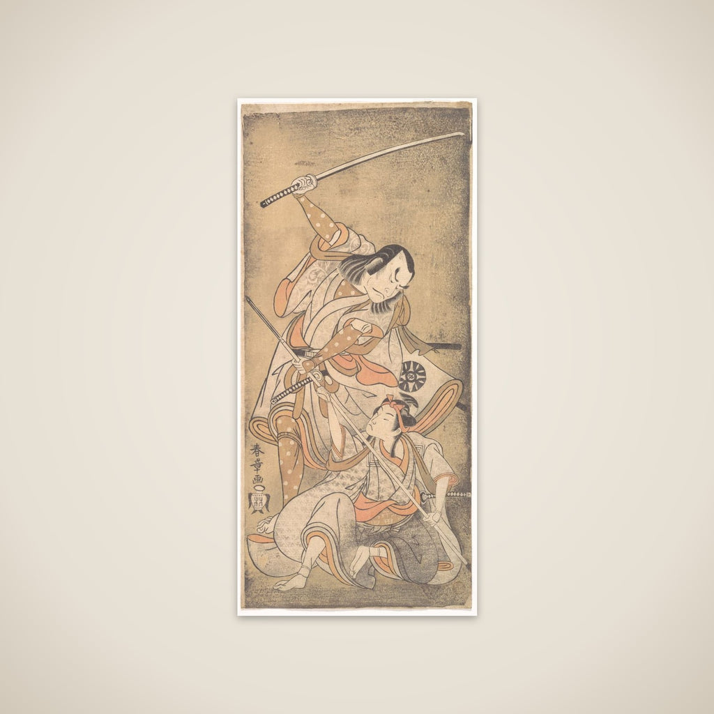 The Actor Nakamura Nakazo with a Sword, Fighting the Actor Ichikawa Raizo II who is Armed with a Lance unframed print