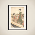Two Women in a Boat; One  Holding a Basket of Mussels framed