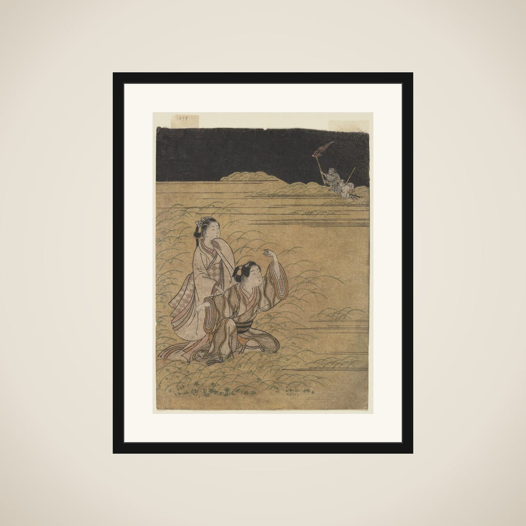 A Young Man and Women in the Moor of Musashino; Parody of the Akuta River episode of the Tale of Ise (Ise monogatari) framed