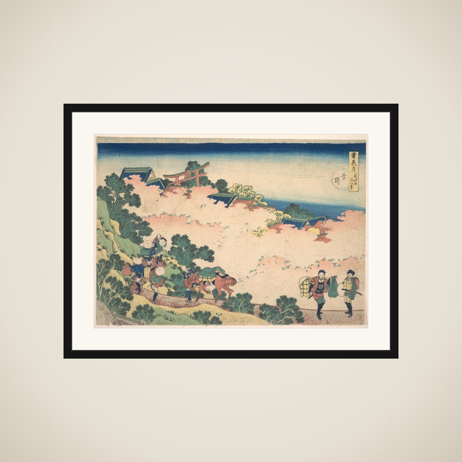 Cherry Blossoms at Yoshino (Yoshino), from the series Snow, Moon, and Flowers (Setsugekka) framed