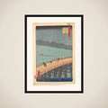 Sudden Shower over Shin-Ōhashi Bridge and Atake (Ōhashi Atake no yūdachi), from the series One Hundred Famous Views of Edo (Meisho Edo hyakkei) framed