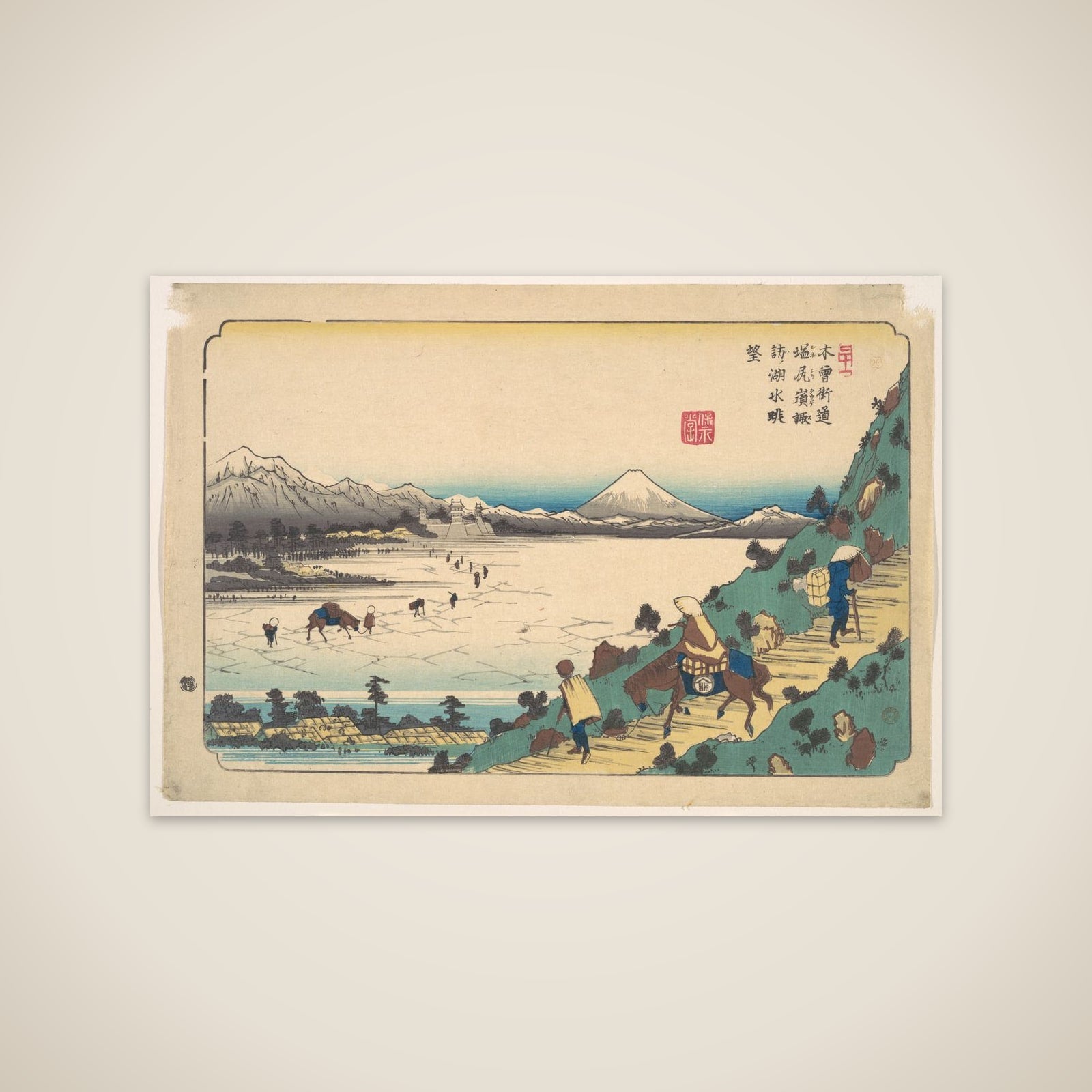 Lake Suwa from Shiojiri Pass unframed print