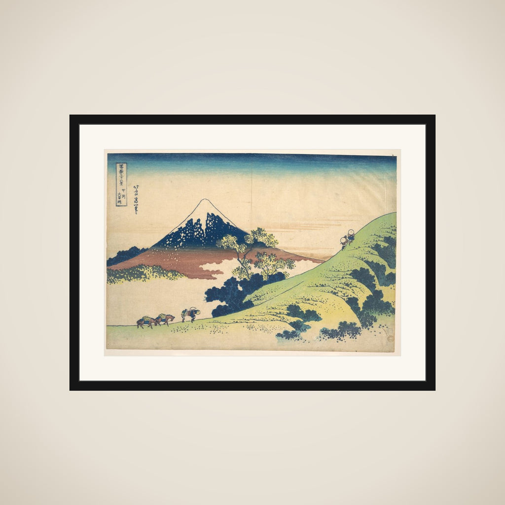 The Inume Pass in Kai Province (Kōshū Inume tōge), from the series Thirty-six Views of Mount Fuji (Fugaku sanjūrokkei) framed