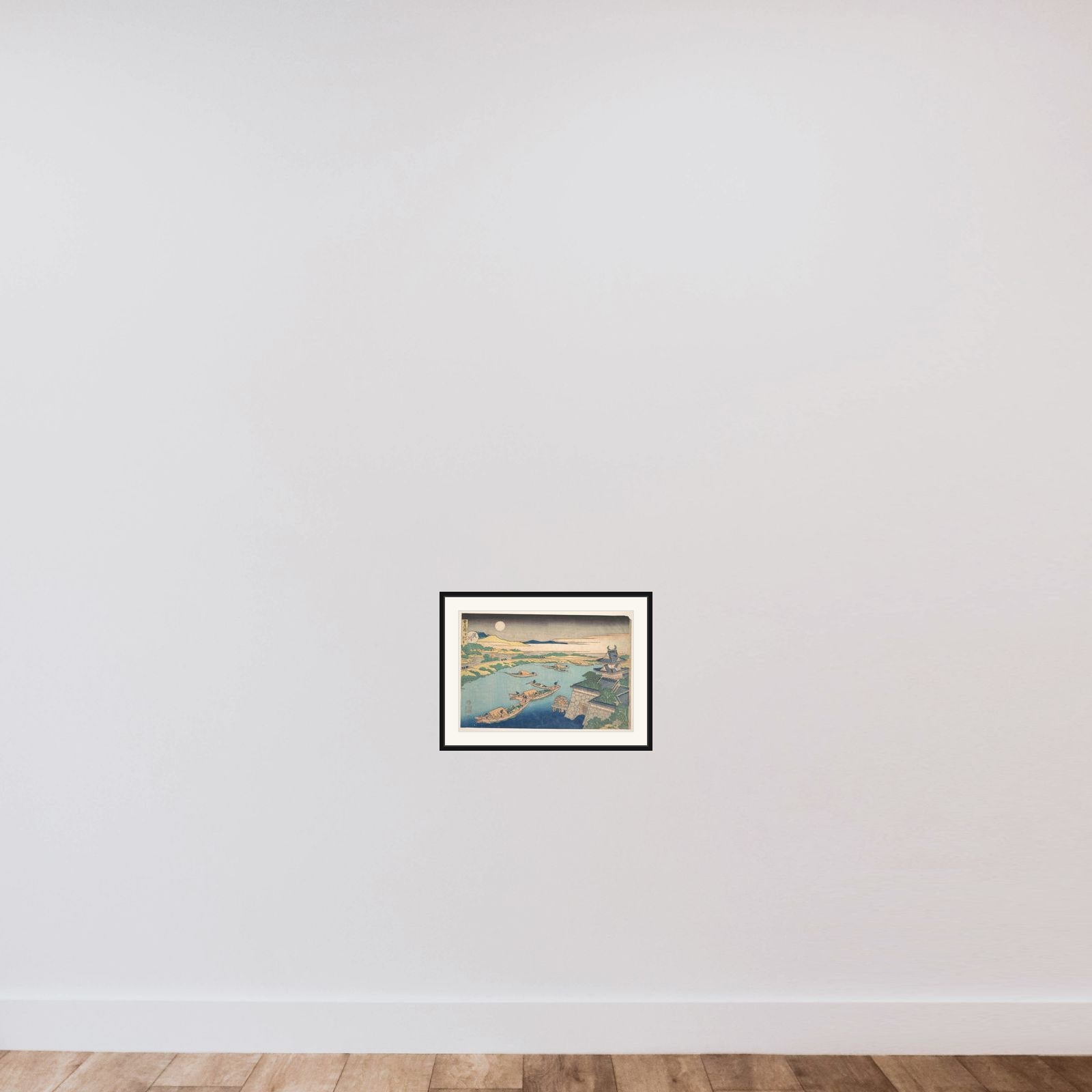 Moonlight on the Yodo River (Yodogawa), from the series Snow, Moon, and Flowers (Setsugekka) framed — shown to scale