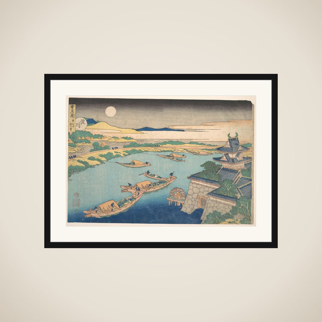 Moonlight on the Yodo River (Yodogawa), from the series Snow, Moon, and Flowers (Setsugekka) framed