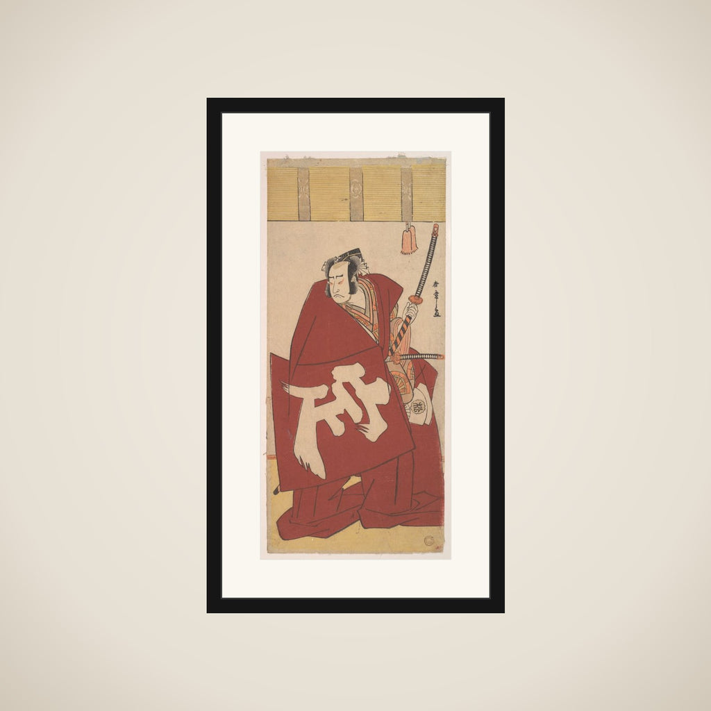 The Actor Onoe Matsusuke in Shibaraku in Deep Red Robes framed