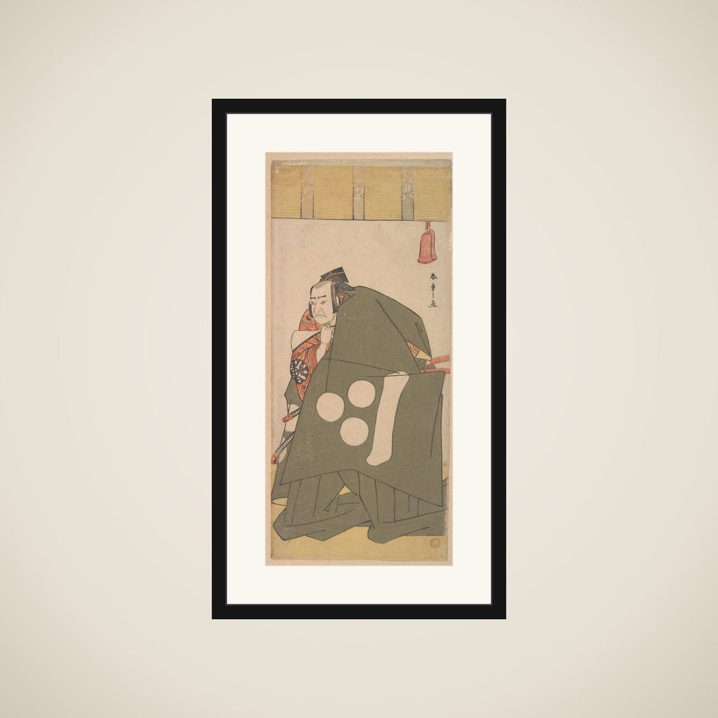 The Actor Nakamura Nakazo in Shibaraku in Dark Green Robes framed