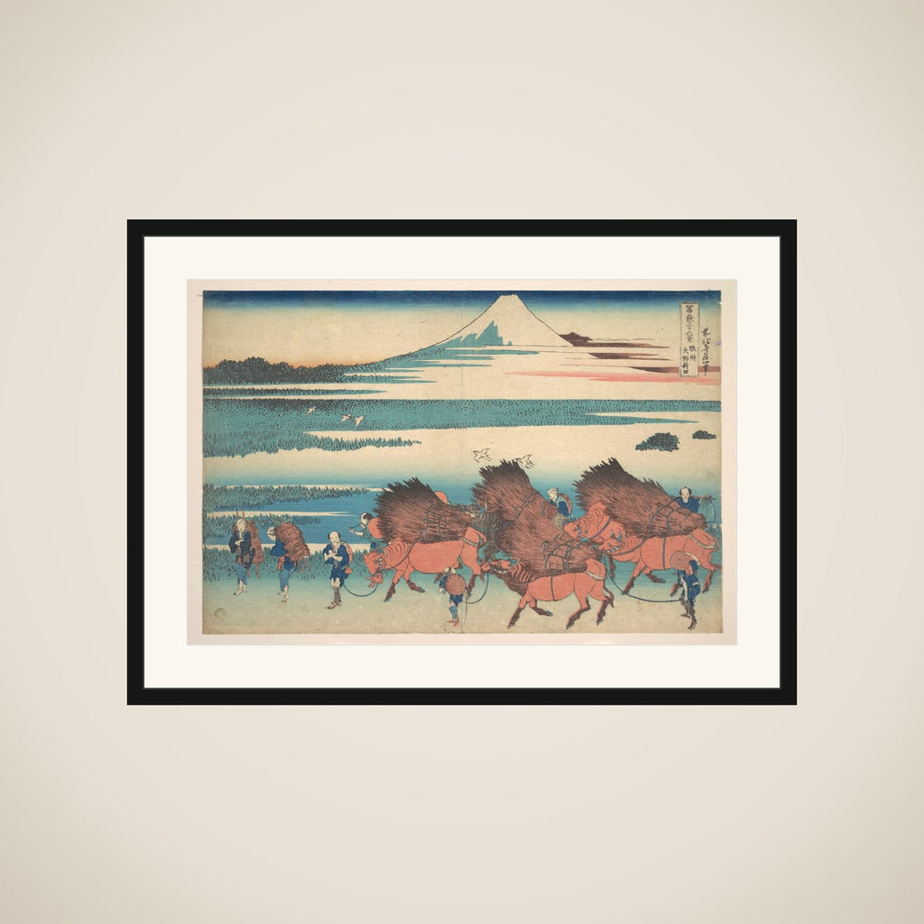 The New Fields at Ōno in Suruga Province (Sunshū Ōno shinden), from the series Thirty-six Views of Mount Fuji (Fugaku sanjūrokkei) framed