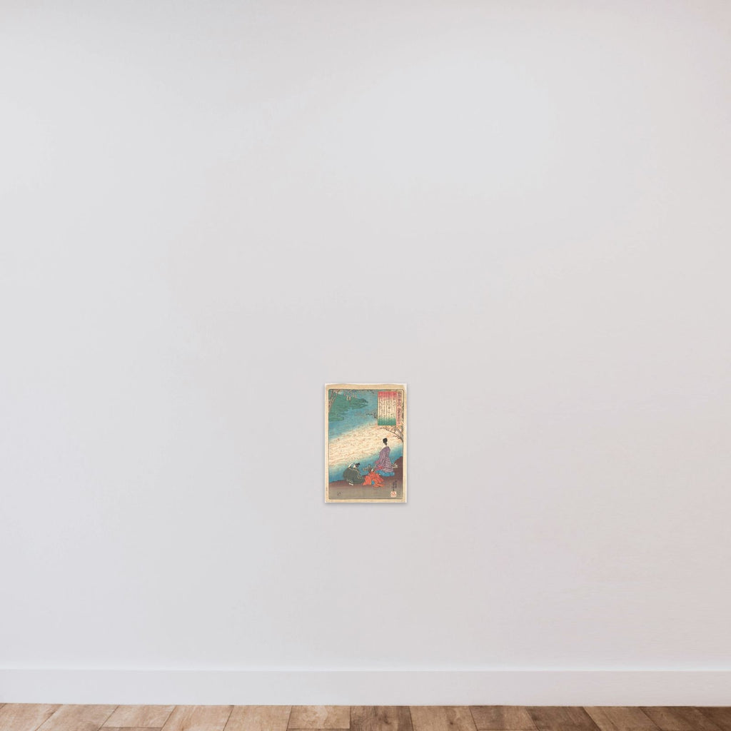 Poet with Two Pages on the Banks of the Tatsuta unframed — shown to scale
