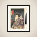 The Actor Ichikawa Ichizō III as Nozarashi Gosuke, likened to Shi Jin the Nine Dragoned (Kyūmonryū Shishin ni hisu), from the “Pine” triptych of the series A Modern Water Margin (Tōsei suikoden) framed