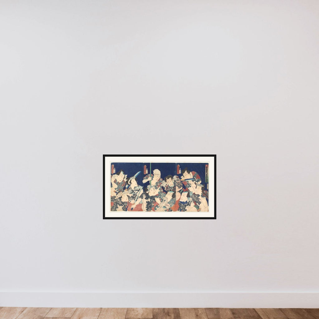 Utagawa's Lifetime Masterpiece, from the Japanese version of the Shuihu Zhuan framed — shown to scale