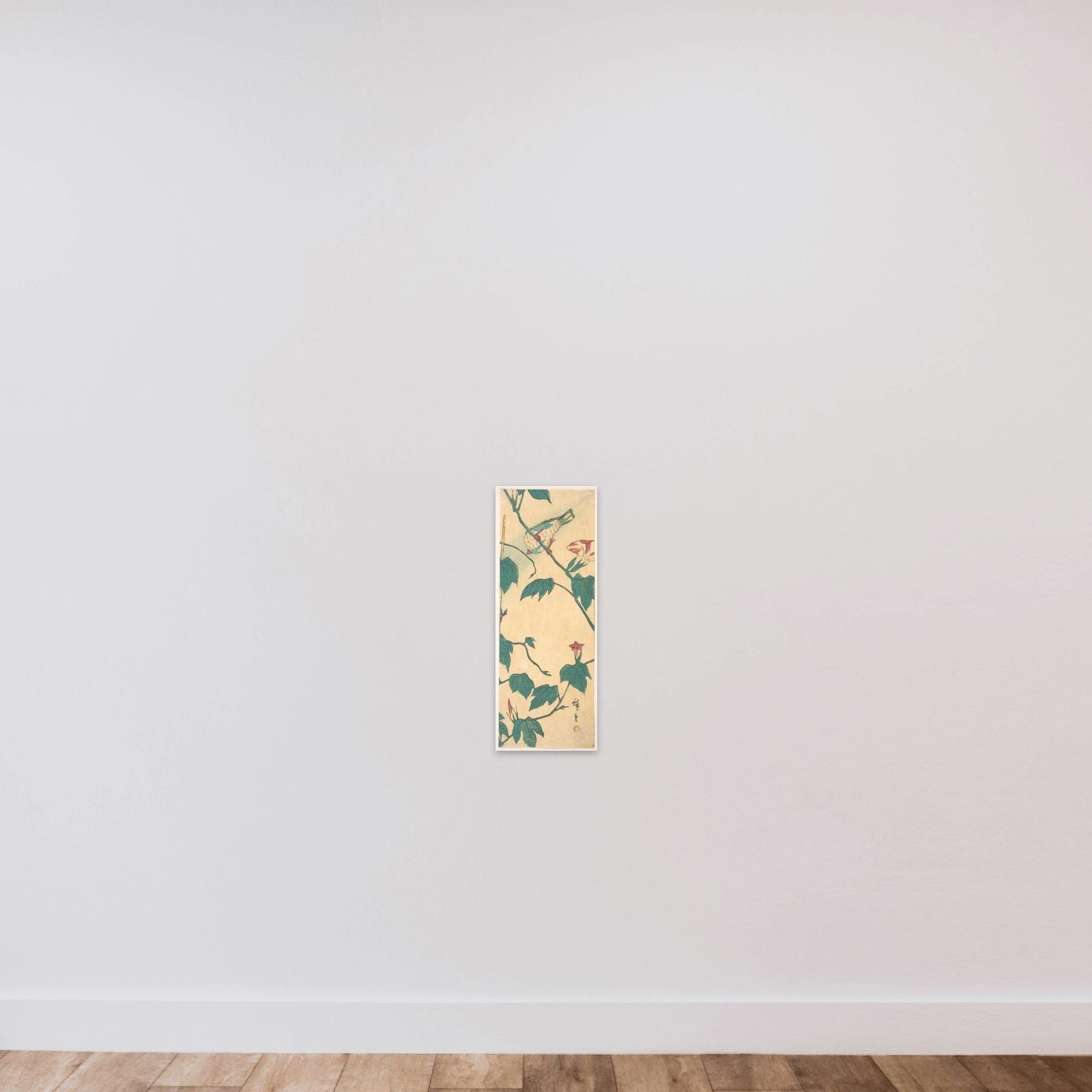 Morning Glories and Bird unframed — shown to scale