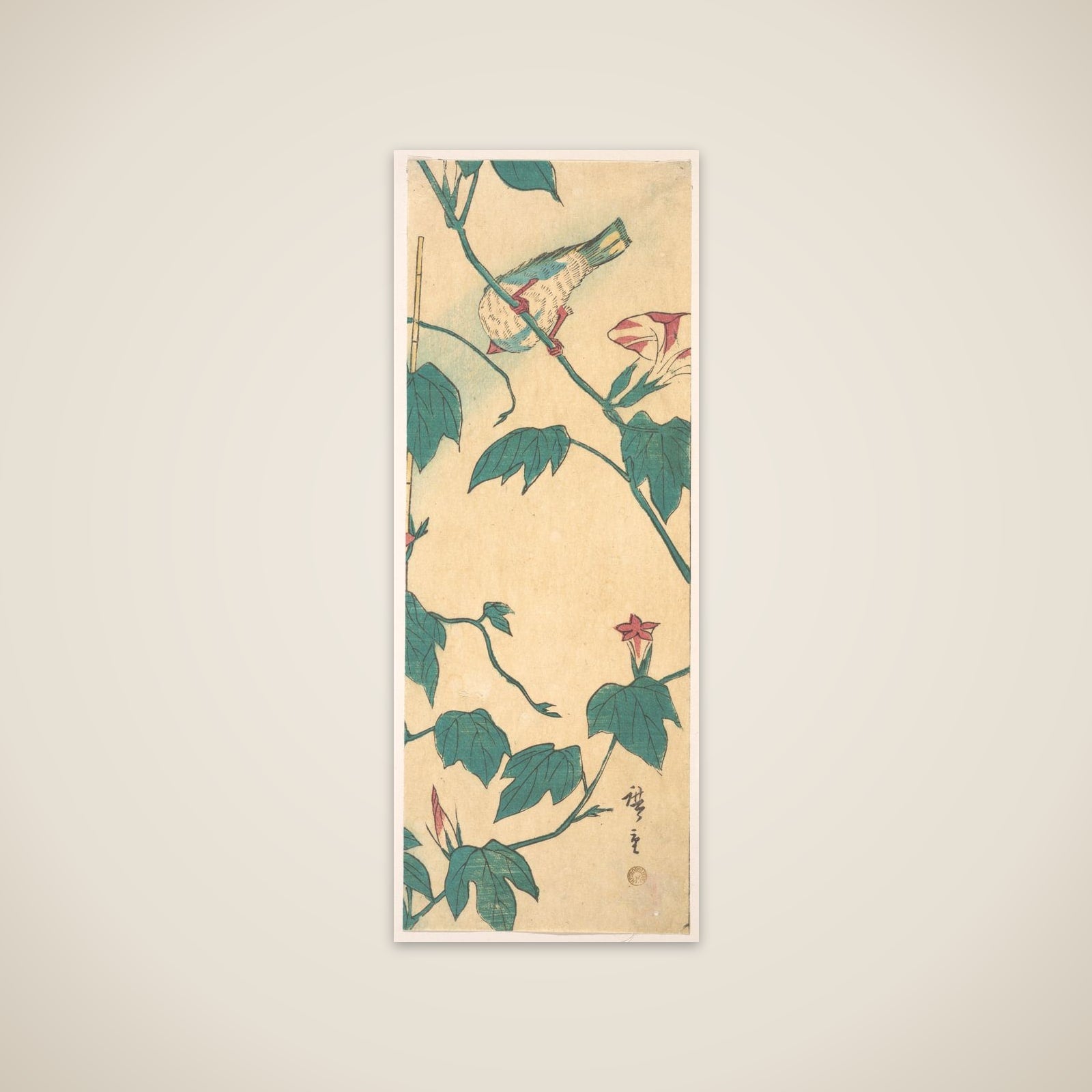 Morning Glories and Bird unframed print