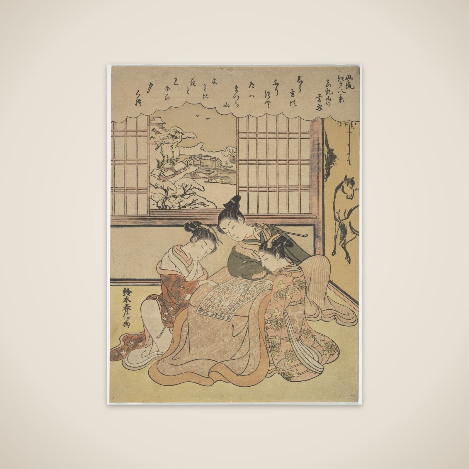 Evening Snow on Matsuchi Hilll, from the series Eight Fashionable Views of Edo (Furyu Edo hakkei) unframed print