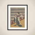 Girl on Balcony above Stone Stairway framed