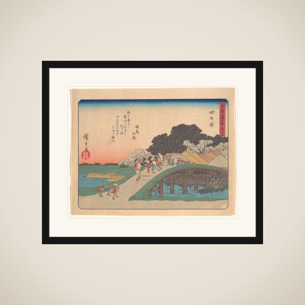 Yokkaichi, from the series The Fifty-three Stations of the Tōkaidō Road framed