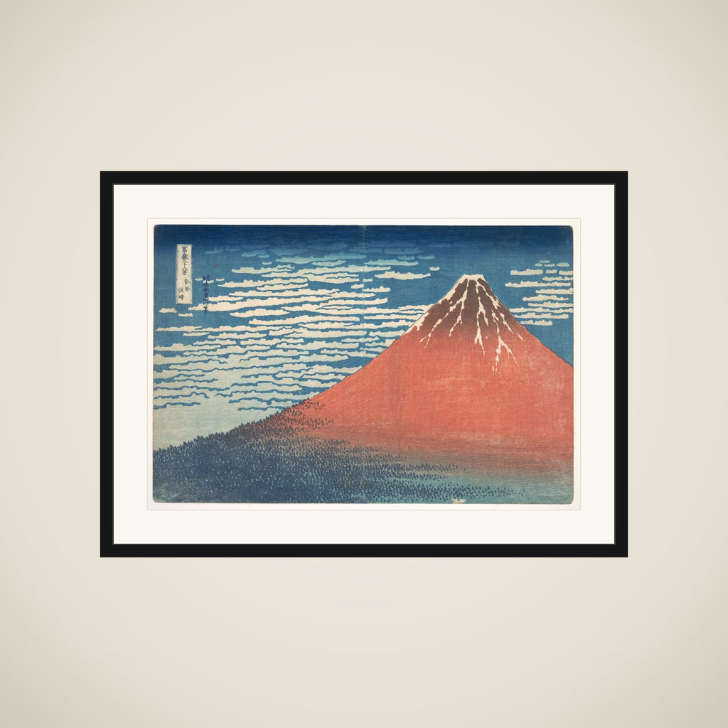 South Wind, Clear Sky (Gaifū kaisei), also known as Red Fuji, from the series Thirty-six Views of Mount Fuji (Fugaku sanjūrokkei) framed