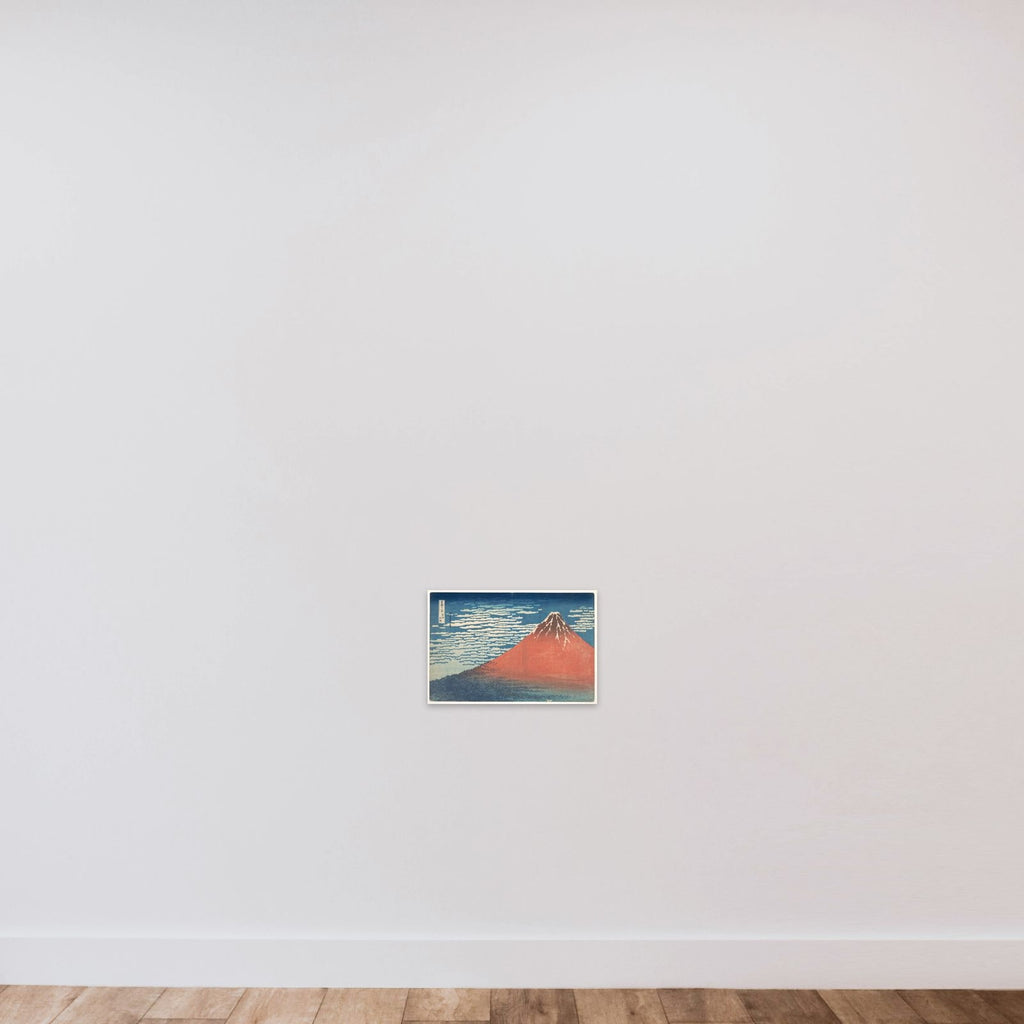 South Wind, Clear Sky (Gaifū kaisei), also known as Red Fuji, from the series Thirty-six Views of Mount Fuji (Fugaku sanjūrokkei) unframed — shown to scale