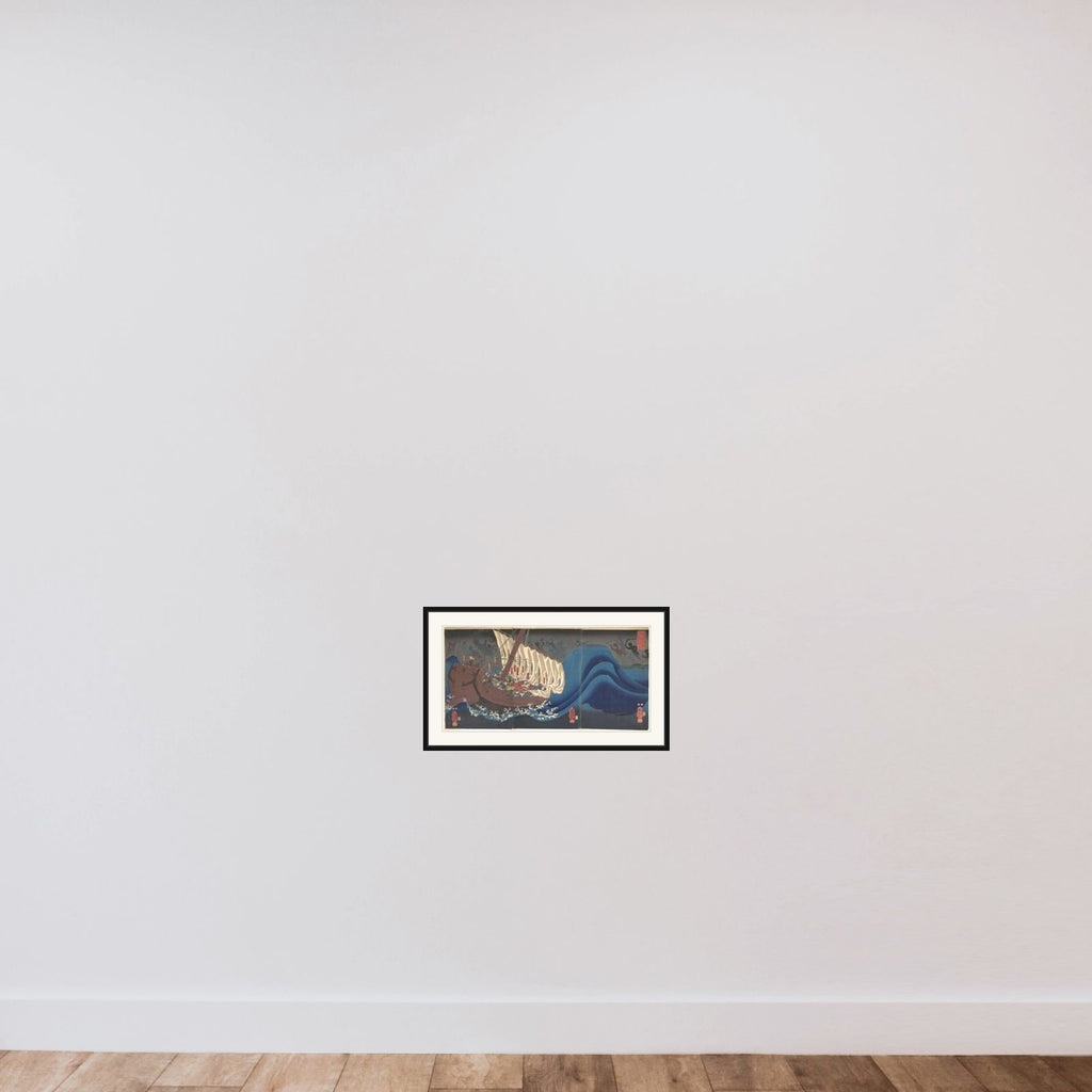 Ghosts of the Taira at Daimotsu Bay framed — shown to scale