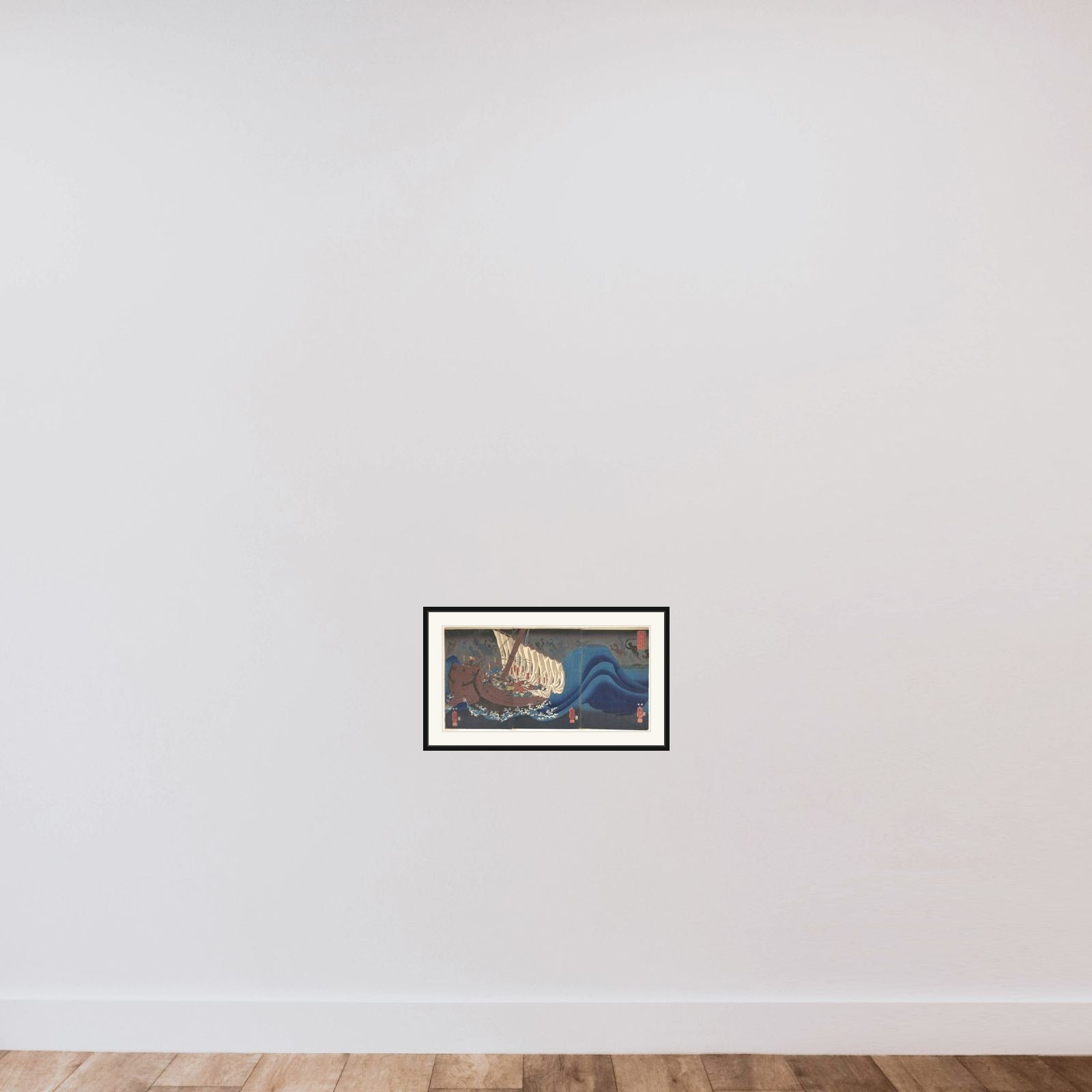 Ghosts of the Taira at Daimotsu Bay framed — shown to scale