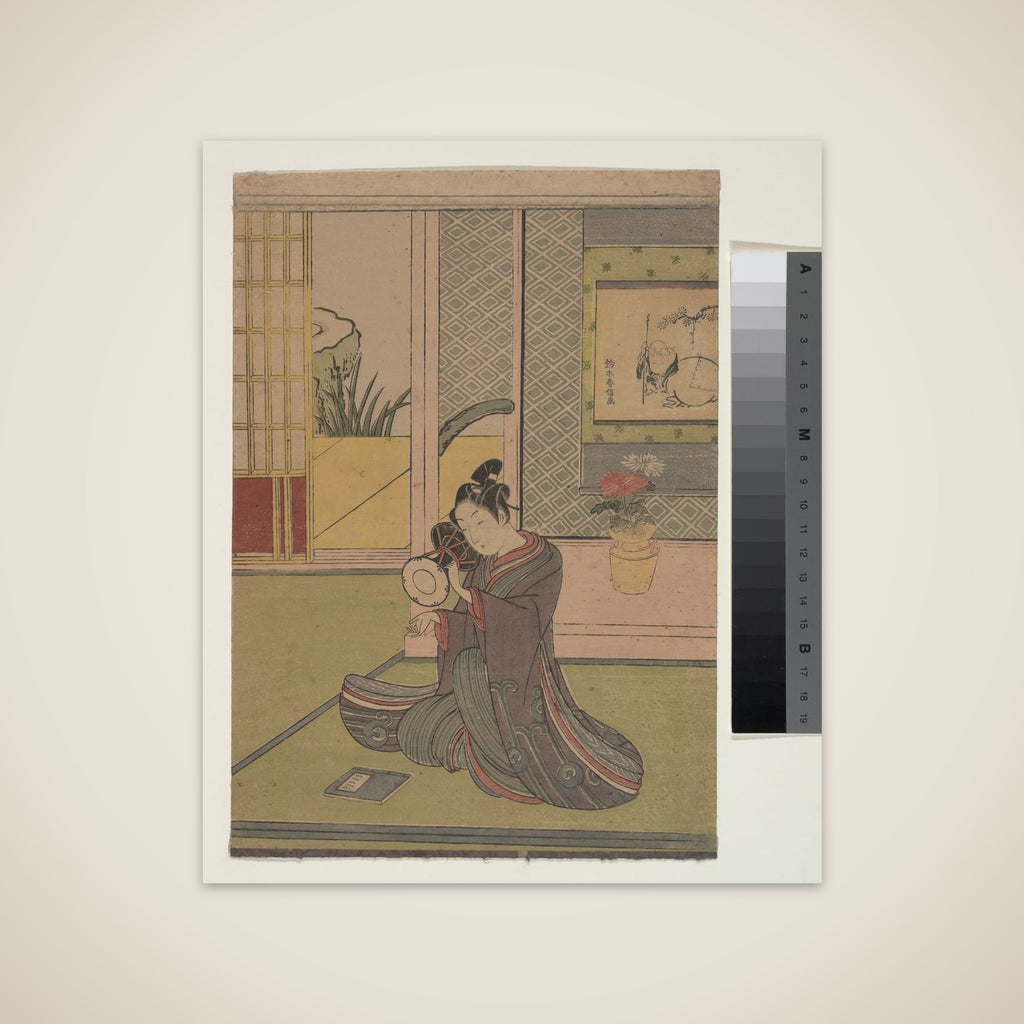 Young Man Playing a Noh Drum unframed print