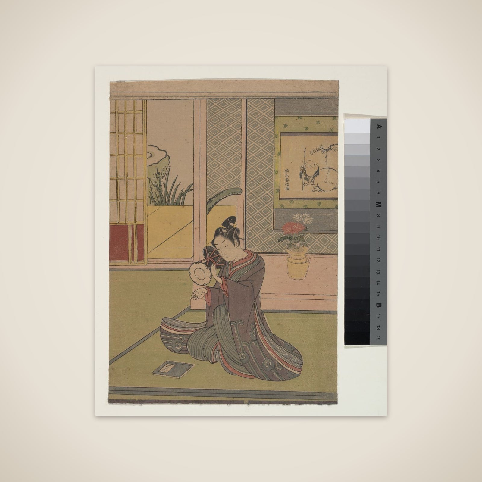 Young Man Playing a Noh Drum unframed print