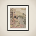 Two Girls on a Veranda beside a Stream with the Moon framed