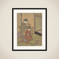 Two Girls Looking at a Monkey on a Leash framed
