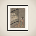 Young Woman with a Pipe in Her Hand Gazing at Landscape Painted on a Screen framed