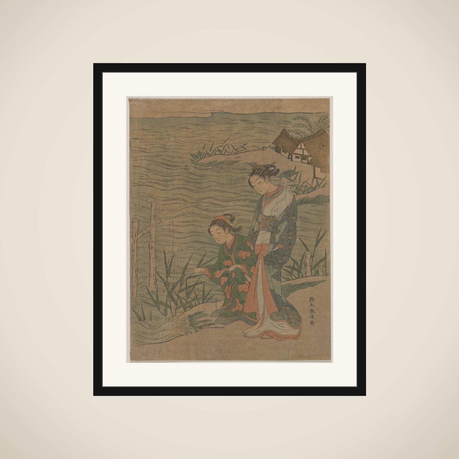 Two Young Ladies at the Shore framed