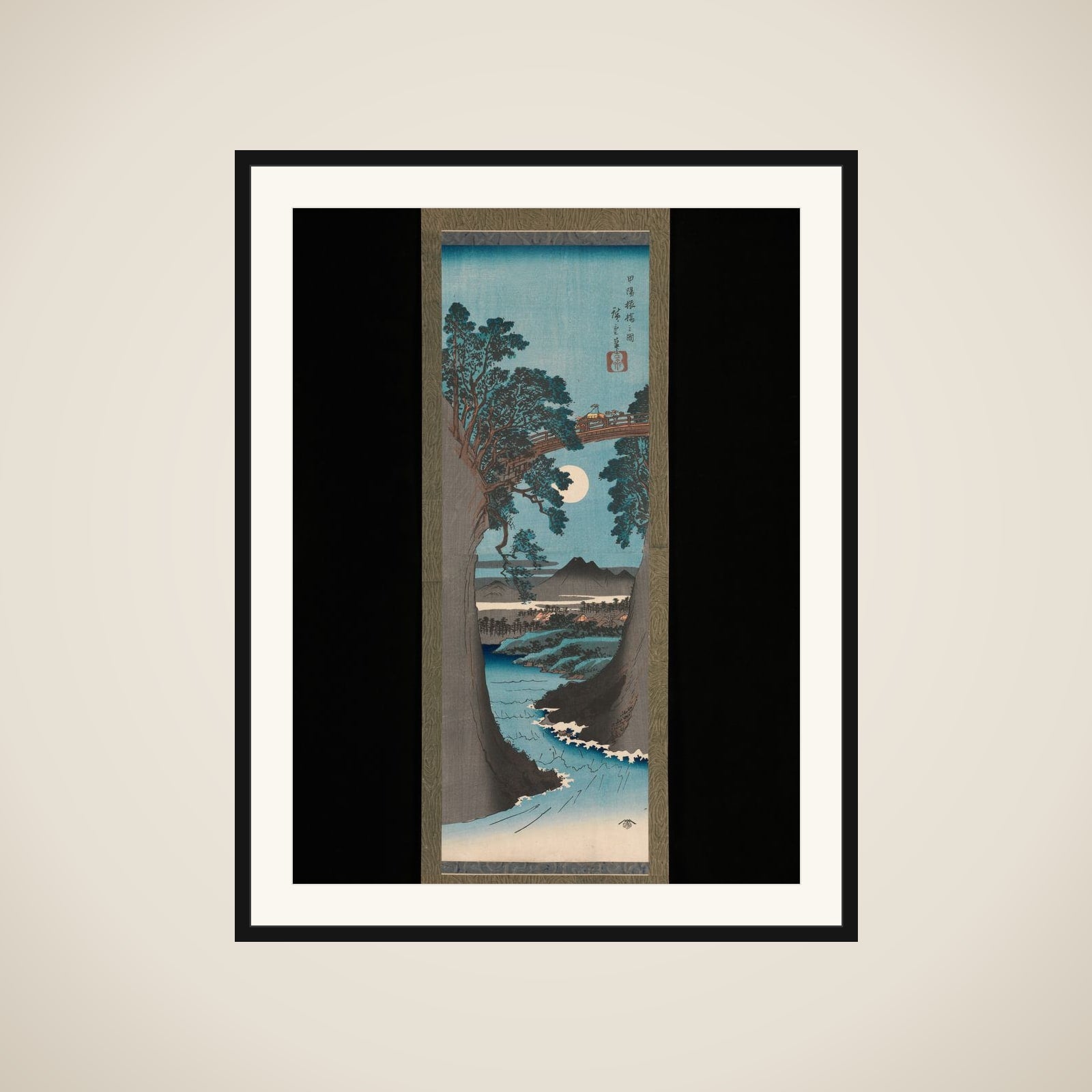 The Monkey Bridge in Kai Province (Kōyō Saruhashi no zu) framed