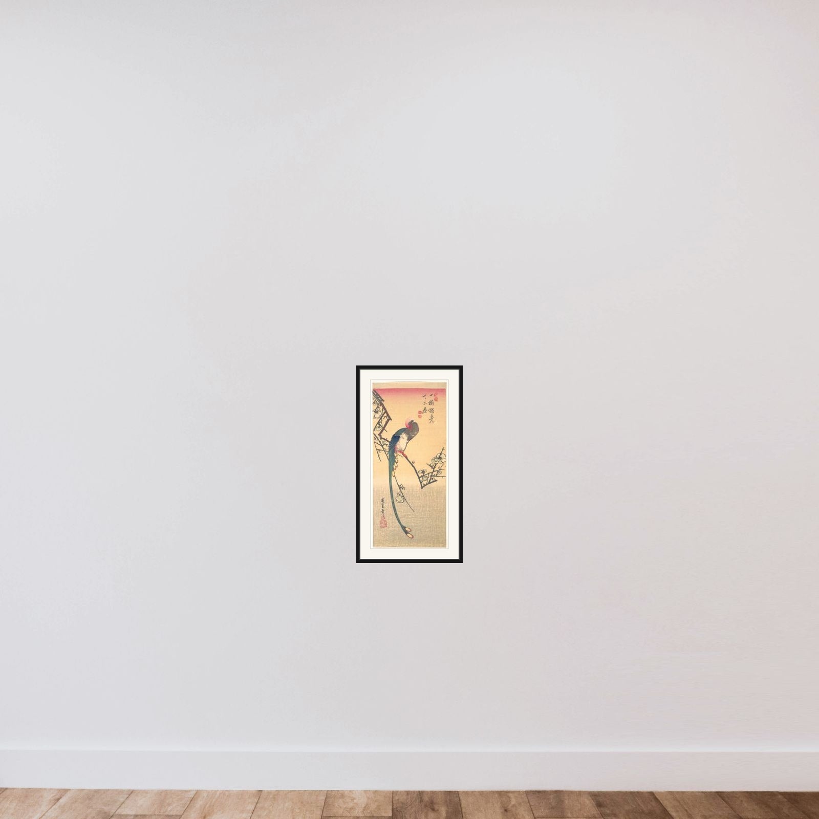 Bird on a Plum Branch framed — shown to scale