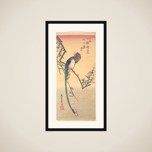 Bird on a Plum Branch framed
