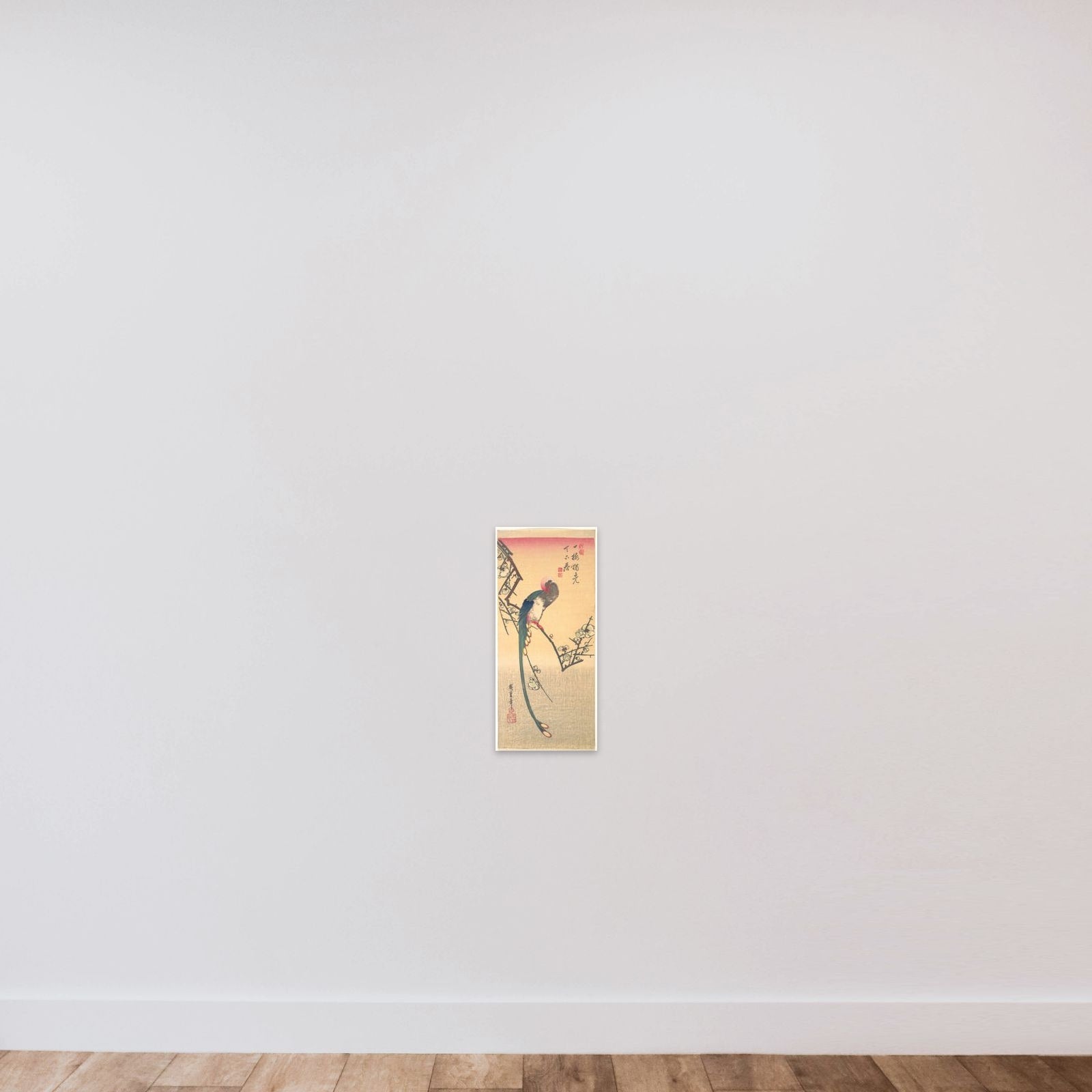 Bird on a Plum Branch unframed — shown to scale